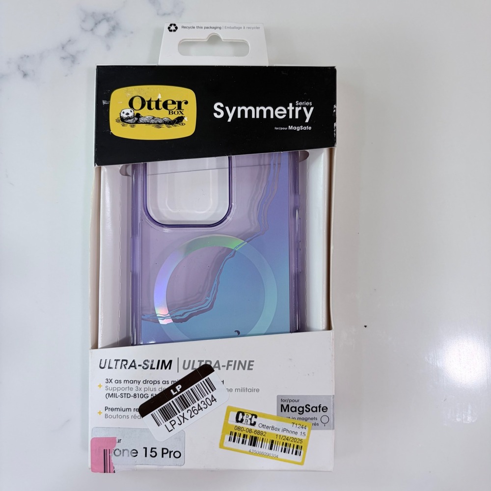 OtterBox Symmetry Series MagSafe Case for iPhone 15 Pro Purple Iridescent Slim